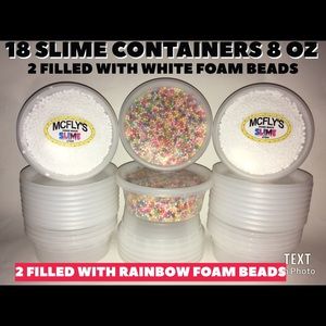 SLIME CONTAINER AND RAINBOW FOAM BEADS